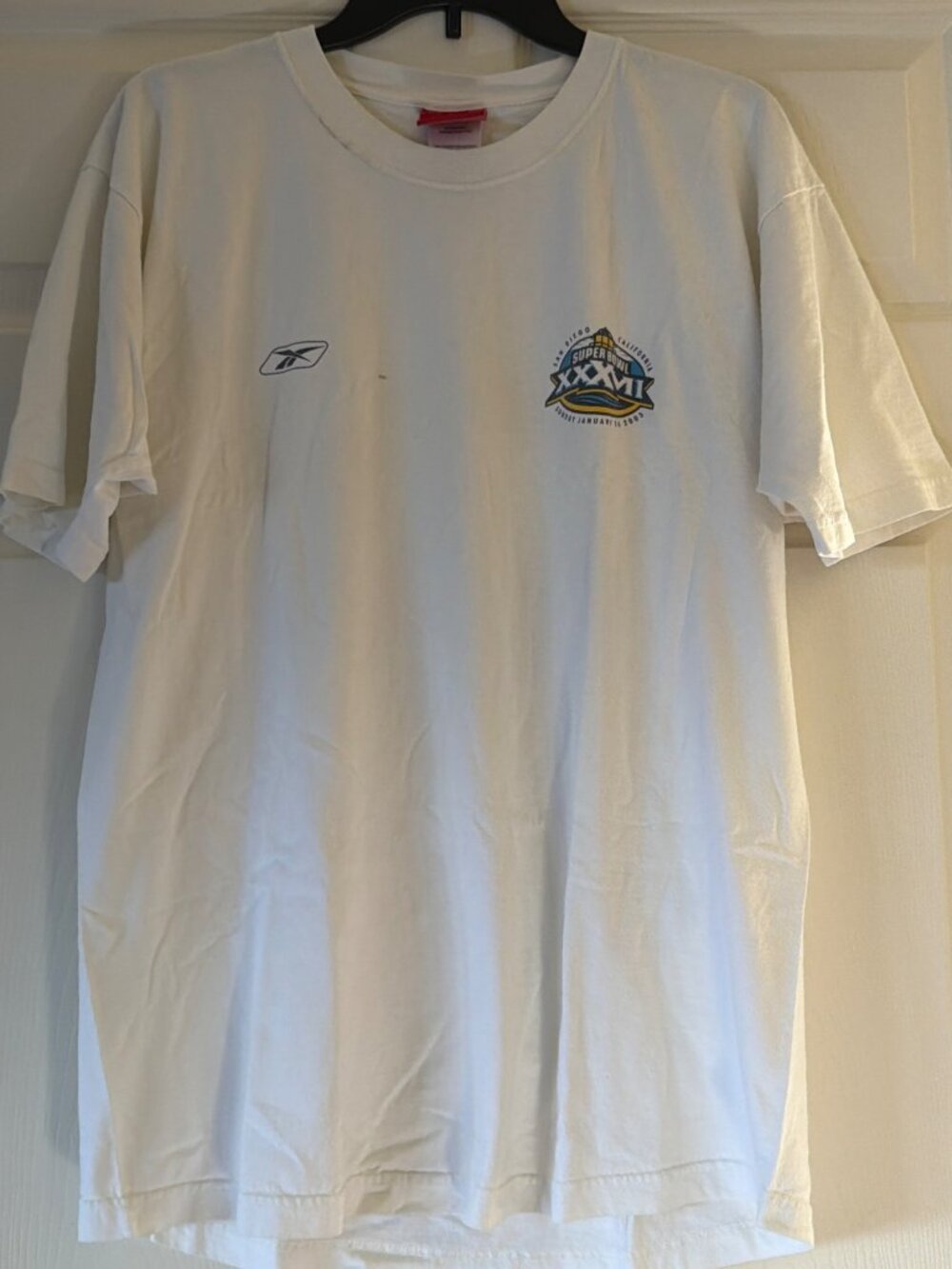 Super Bowl XXXVII 2003 Reebok T-Shirt White Medium NFL Logos San Diego